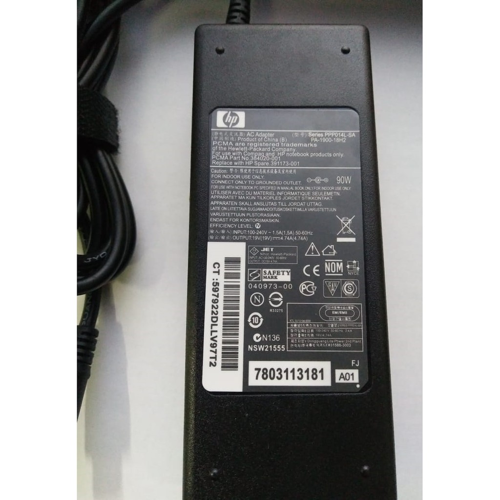 Adaptor Charger Laptop Original HP ELITEBOOK 8530P, 6930p (19V~4.74