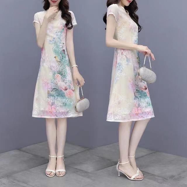 Improved cheongsam dress 21 year summer new retro Chinese style girl middle-aged light style daily w