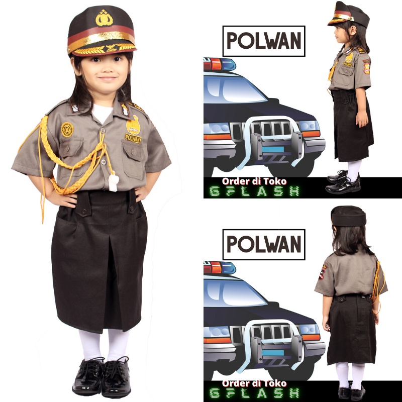 Baju Seragam Profesi Anak Polwan Setelan Polisi Cewek