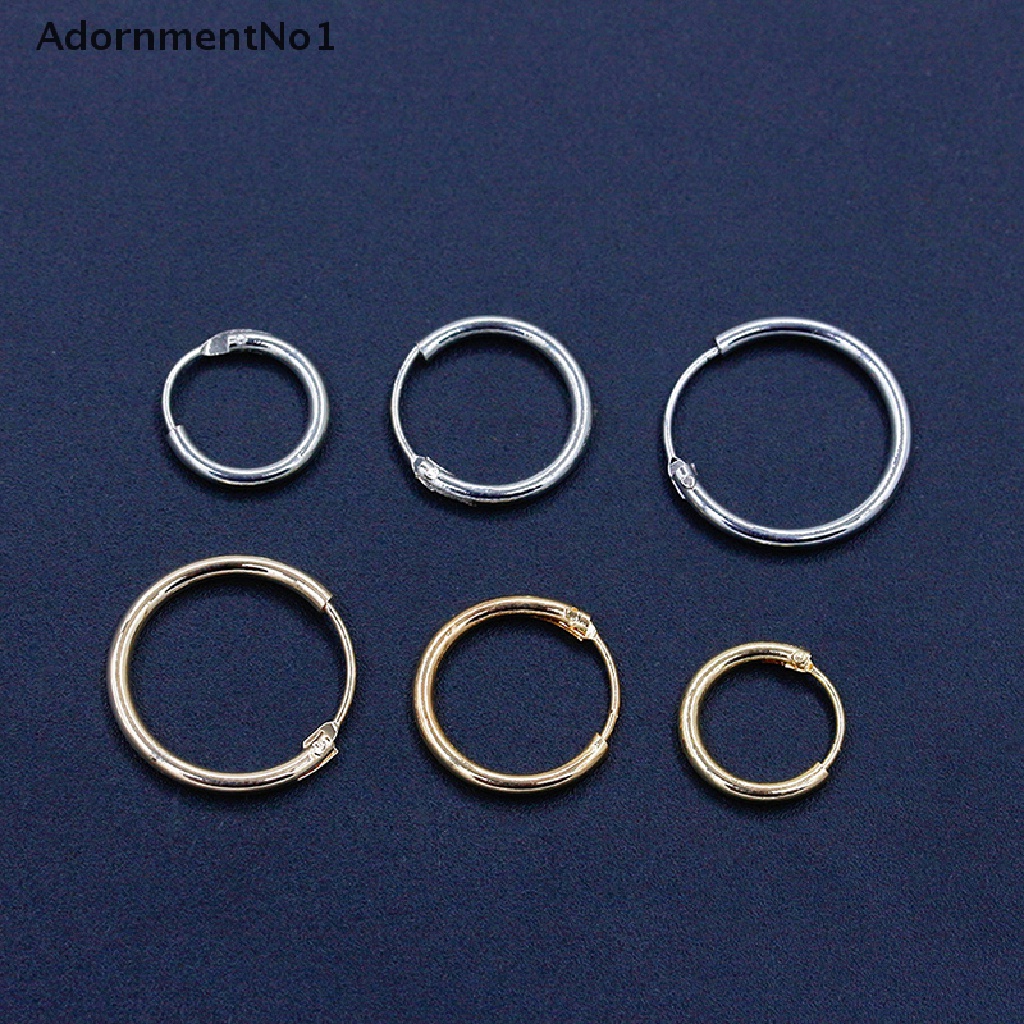 (AdornmentNo1) 2016 Anting Bulat Bahan Sterling Silver Warna Gold Untuk Hidung / Bibir / Telinga