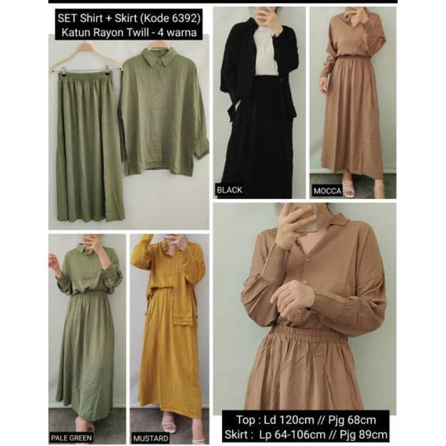 SET ORI RAYON TWILL PREMIUM BAJU SETELAN WANITA BAHAN KATUN RAYON PREMIUM BAGUS MURAH NYAMAN DIPAKAI SETELAN BISA JUMBO SET ROK MODEL TERBARU LEBARAN 202W