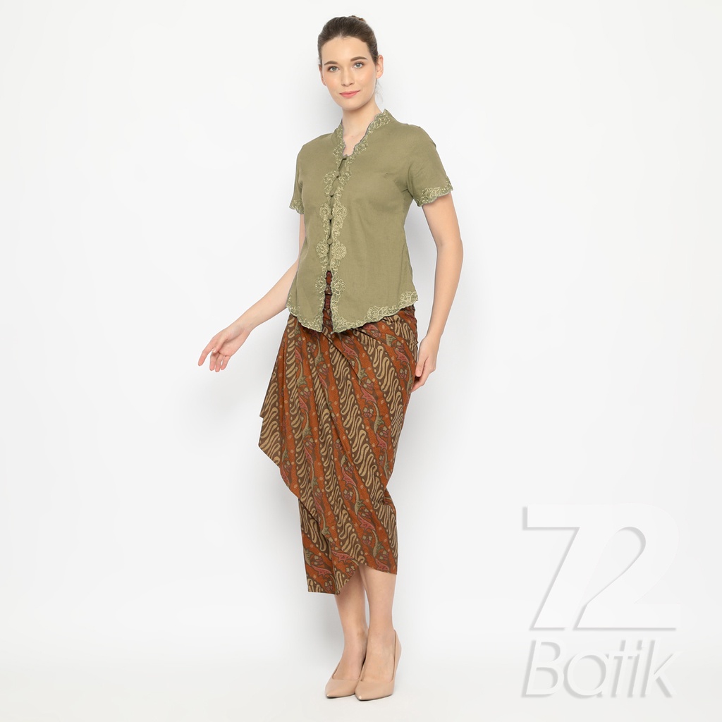 BATIK COUPLE MODERN Kemeja Rok Lilit Instan Batik Pria Lengan Pendek Premium Motif Parang Oange 721060 CAP 72