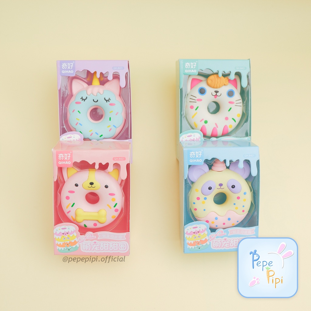 Penghapus Box Qi Hao Donat Besar QH-8421 Setip Hapusan Pensil Eraser stip setip unicorn panda cat kucing dog anjing