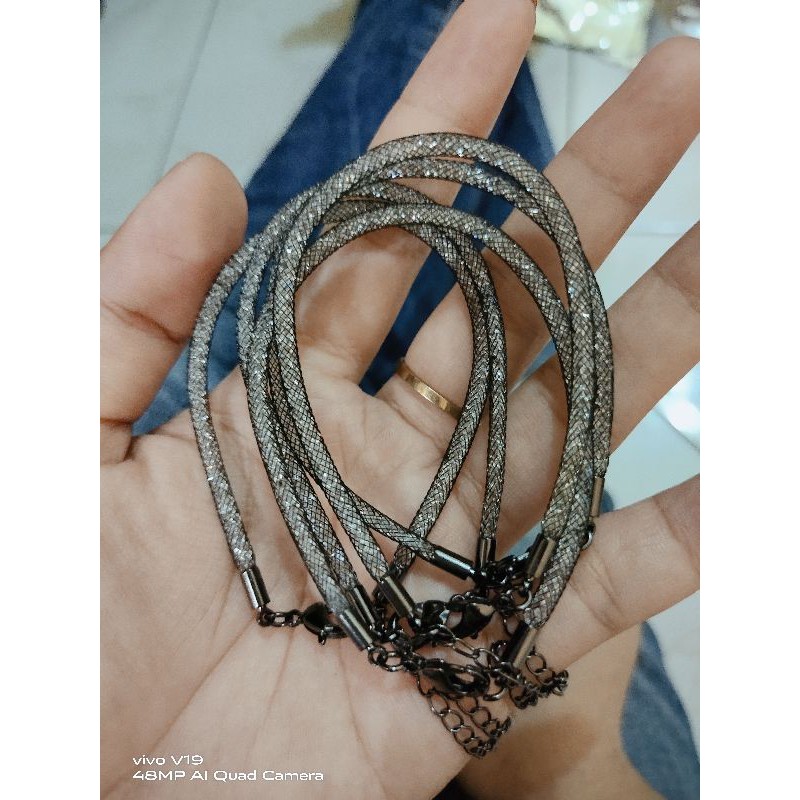 gelang kawat tali pandora gliter/kawat kristal sudah free stopper 2bj