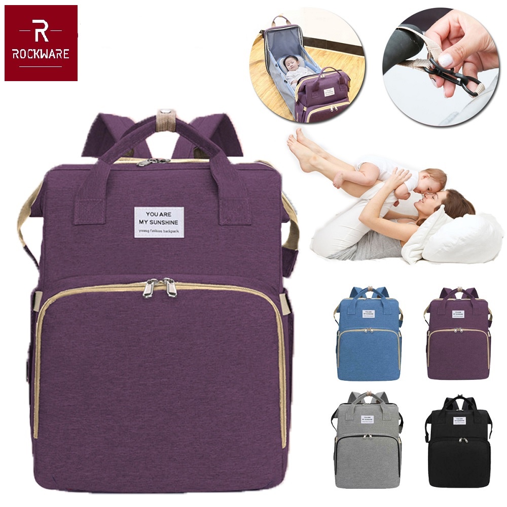 ROCKWARE RW-MBB01 - Folding Multifunction Mom Baby Diaper Mattress Bag