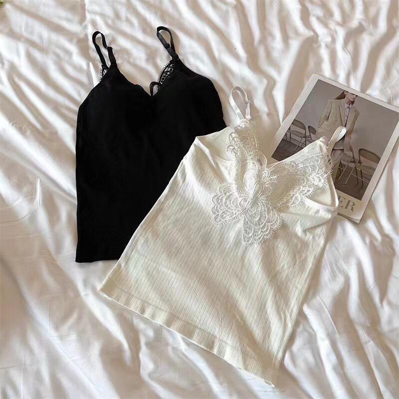 Feminin Tank Top Wanita Motif Kupu Tali Stel Adjustable Tanktop Bra Cewek Korean Style-5