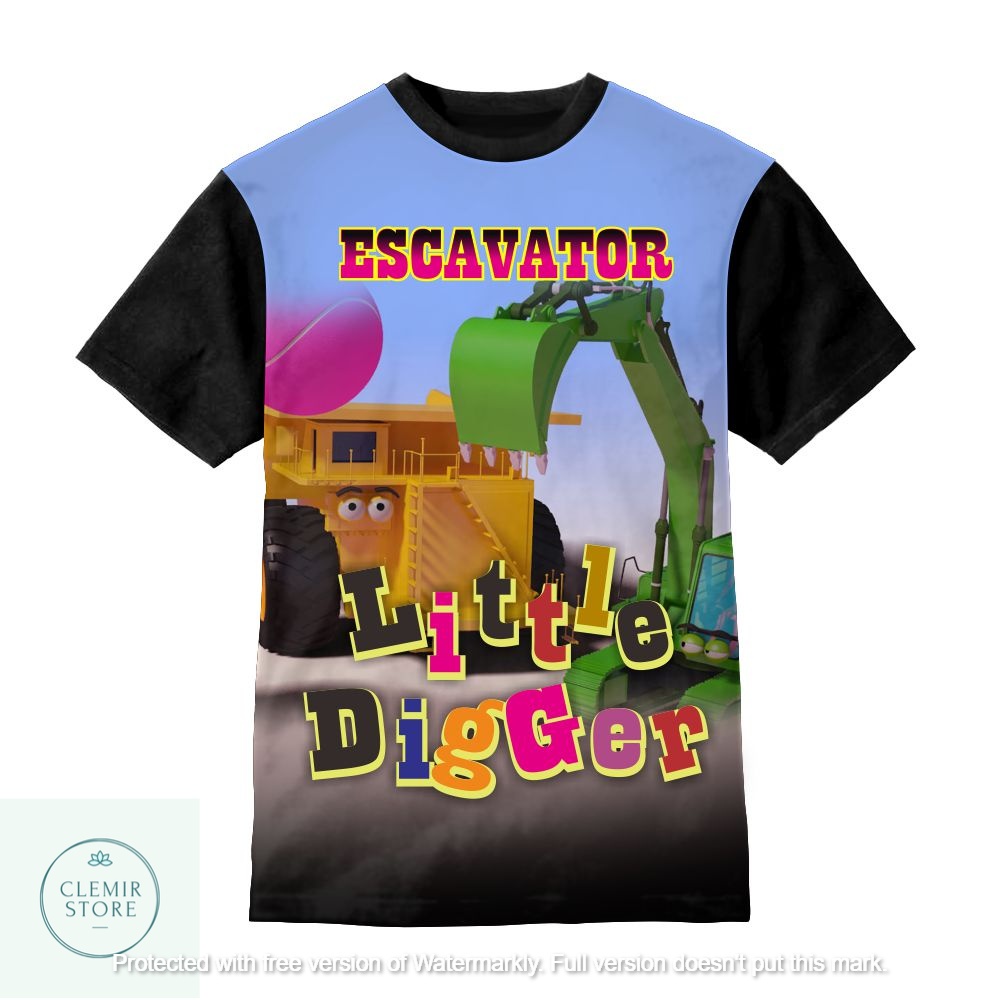 Kaos 3D Anak | Baju Printing - Baju Kaos 3D Anak Excavator (Escavator-Playing-Football) Untuk Usia 1