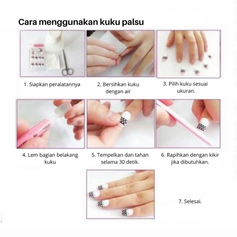 FAKE NAILS / KUKU PALSU 24pcs dan LEM ART 3D