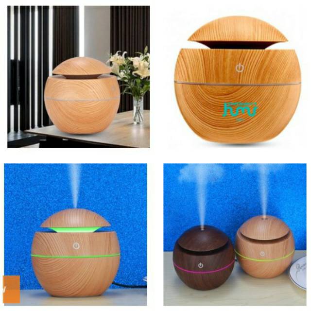 Taffware Humidifier Air Aromatherapy Desain Kayu Coklat HM H41