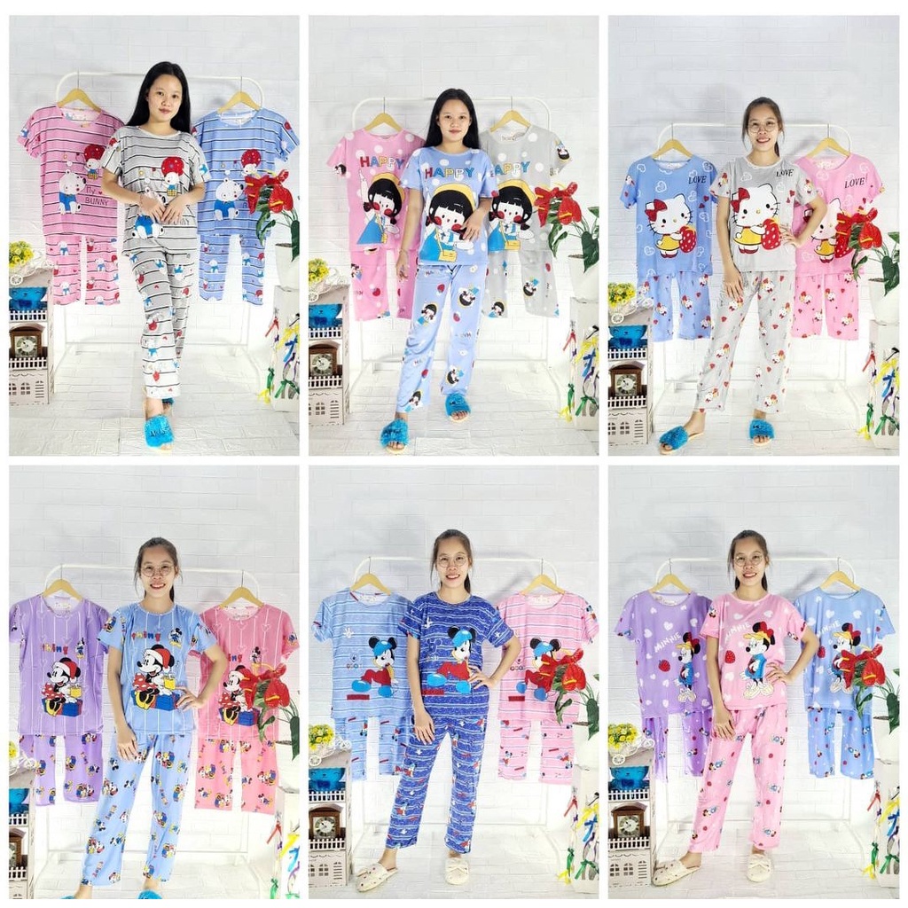 Baju Tidur Piyama CP Spandek Import korea (Tangan Pendek Celana Panjang)