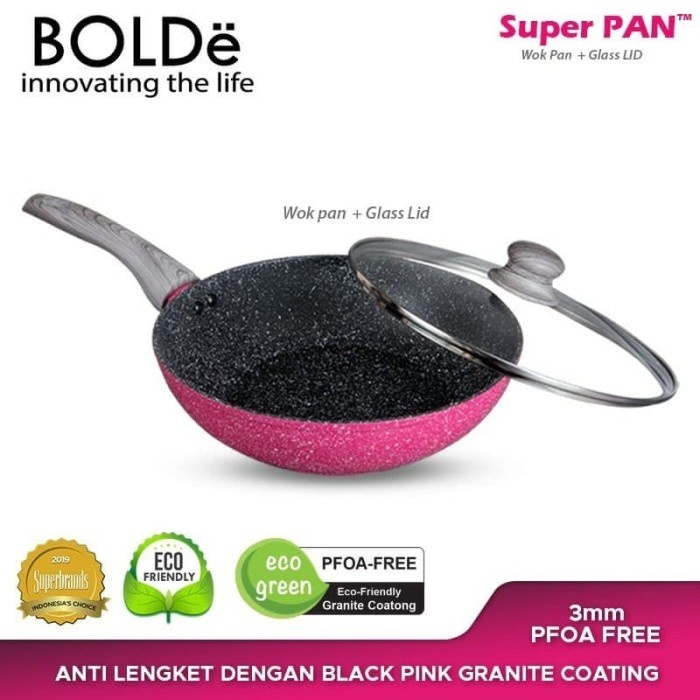 BOLDE Super Pan 5 pcs SET Black Pink - Wajan Set Kompor Induksi