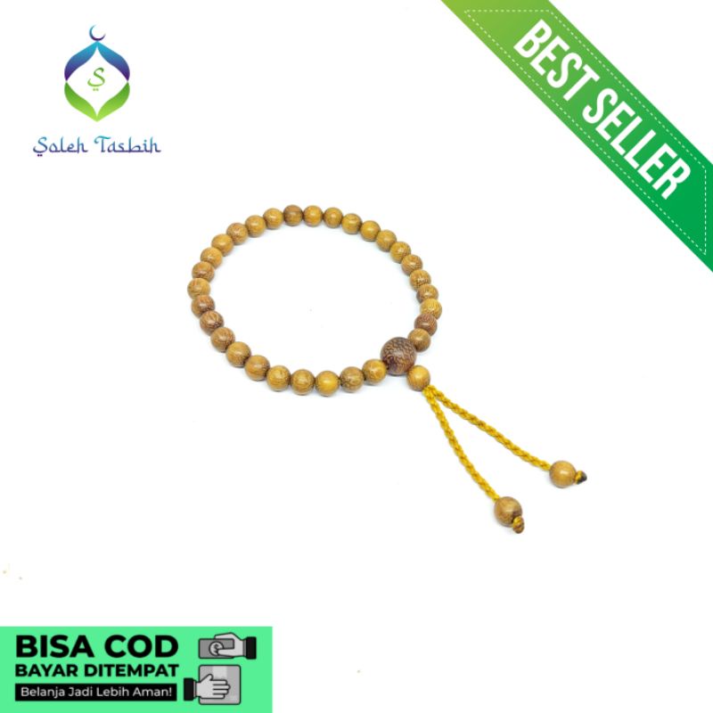 Gelang Kayu Kelor Emas Asli!! Motif Bulat Dan Tabung Size 6mm_COD