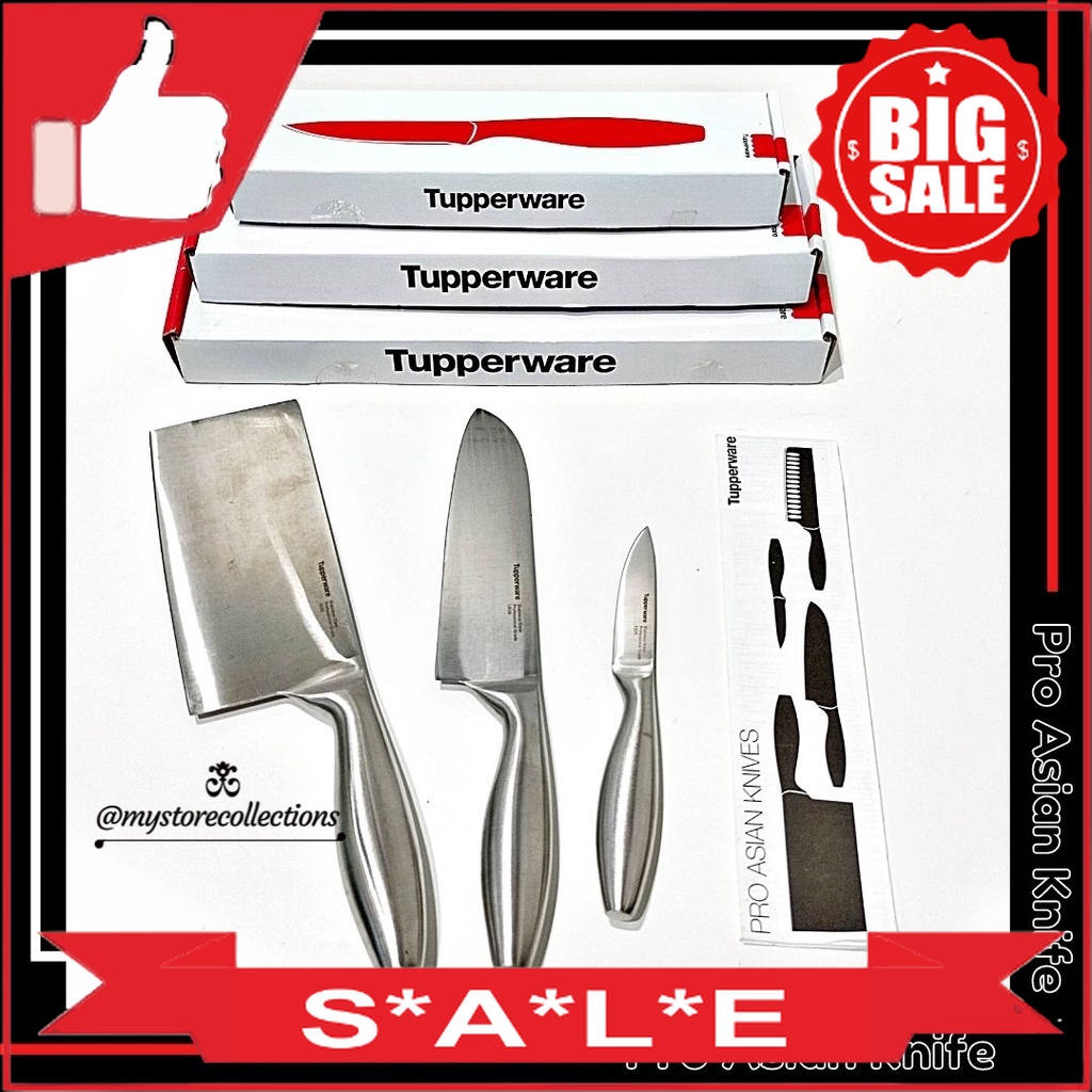 Tupperware Pro Asian Knife Set ( Santoku , Chopper , Paring ) Pisau Tupwr Tupperware Original