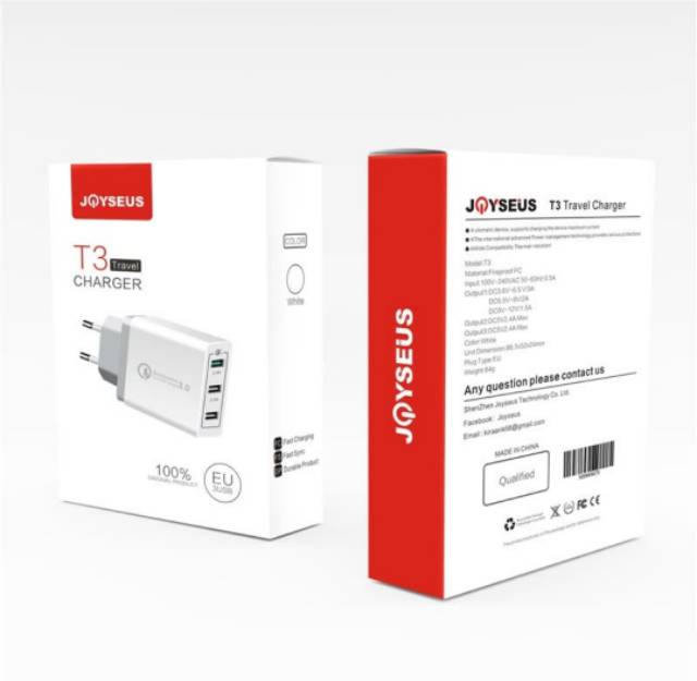 Joyseus T3 USB Charger 3 Port Quick Charge 3.0 Fast Charging