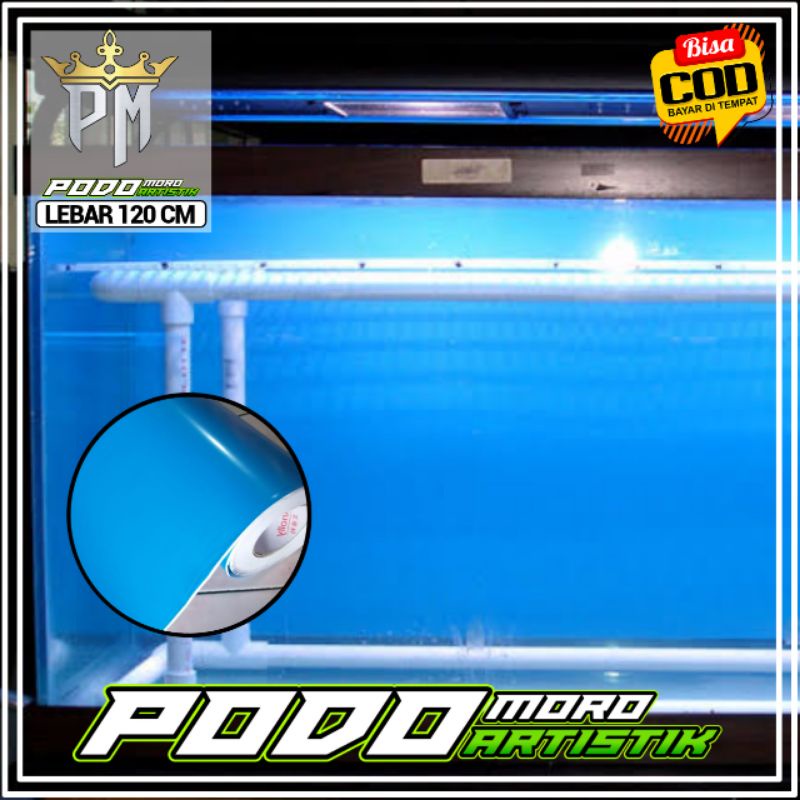 STIKER AKUARIUM BIRU MUDA / STICKER BACKGROUND AQUARIUM POLOS