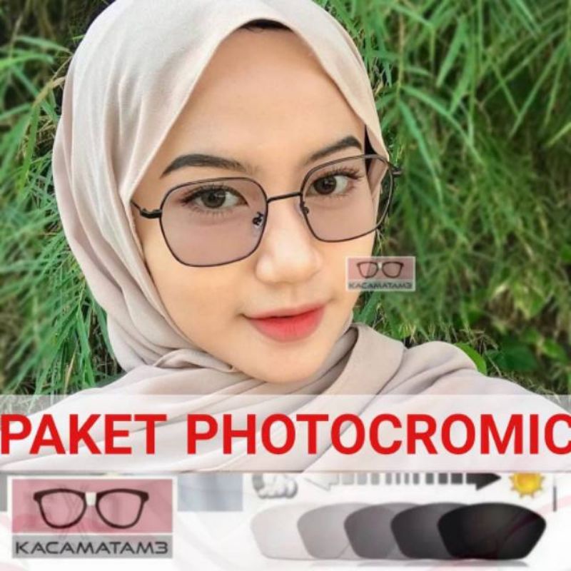 kacamata lensa photocromic antiradiasi boleh juga pilih lensa blueray bisa normal minus plus cilinder tergantung permintaan sampai minus 5 cyl 2 harga masih sama tulis saja pesanan kaka di catatan saat order free box lap cairan  kode 1318 size 52-20-140