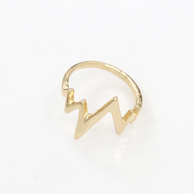 Cincin vintage yang liar tekstur sederhana cincin frekuensi gelombang geometris detak jantung cincin