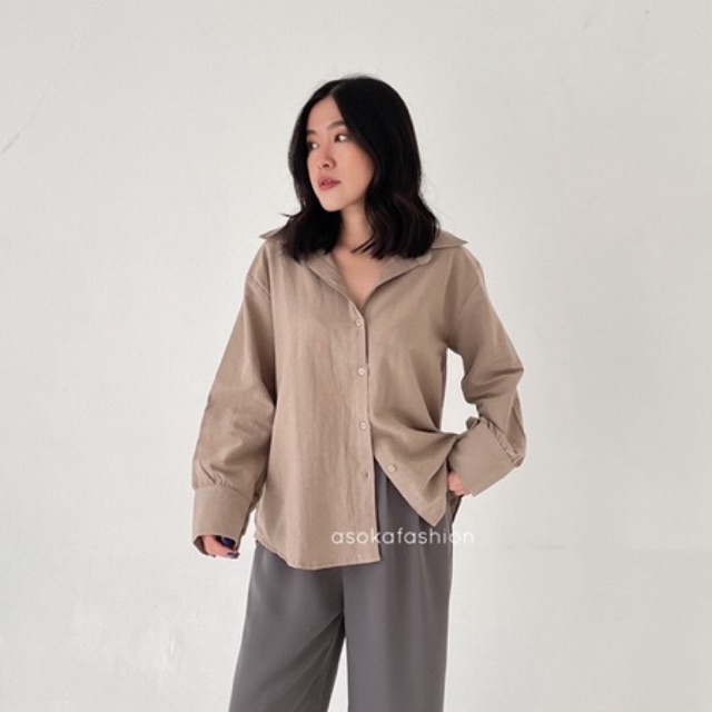 ASOKA Liza Shirt 550 - Kemeja Linen Basic Shirt - Kemeja Wanita Kemeja Polos