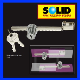  Kunci  Lemari  Etalase  Kaca  Geser SOLID GL 702 Chrome 