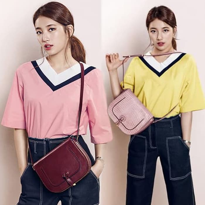 TRENDY  Pakaian atasan ibu wanita blouse set Emily Short Sleeve Tee/Baju Wanita Lengan Pendek/ Wan