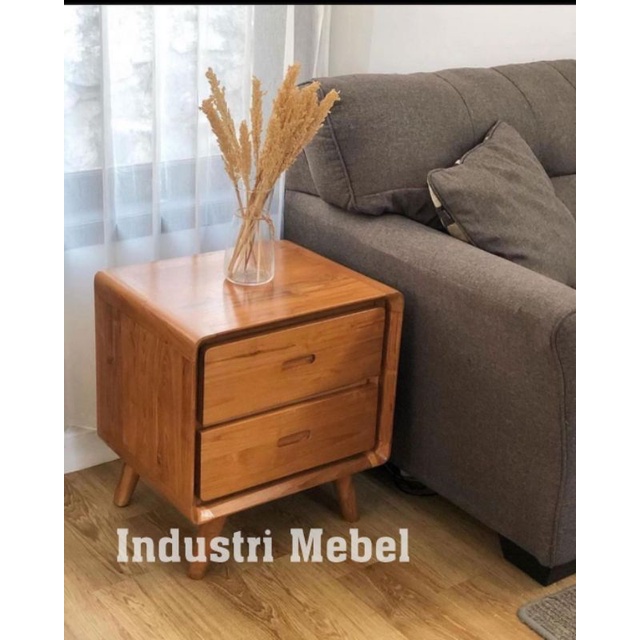 Meja Samping Minimalis Kayu Jati Jepara - Nakas Ruang Tamu - Meja Nakas Model Laci