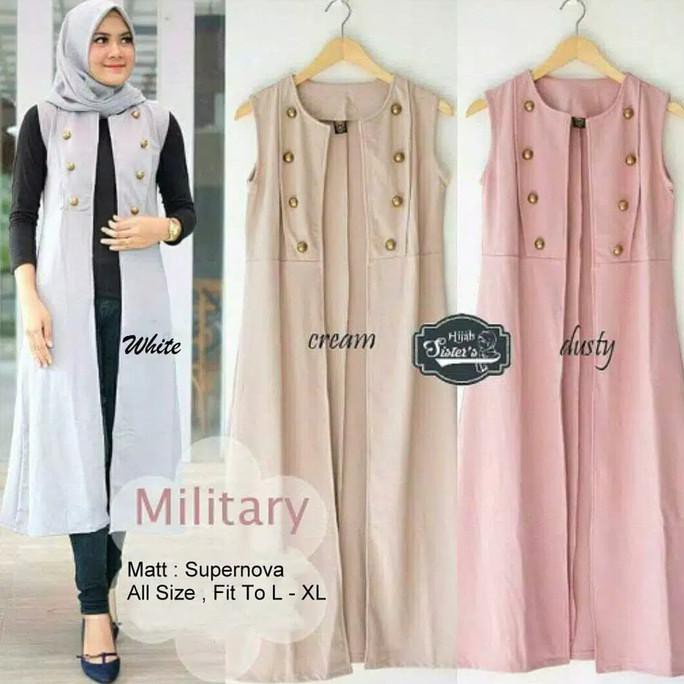 Military vest panjang cardigan tanpa lengan long cardigan vest outer