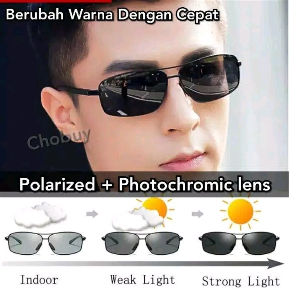 kacamata photocromic Siang malam Polarized Pria Sprot Sungglees