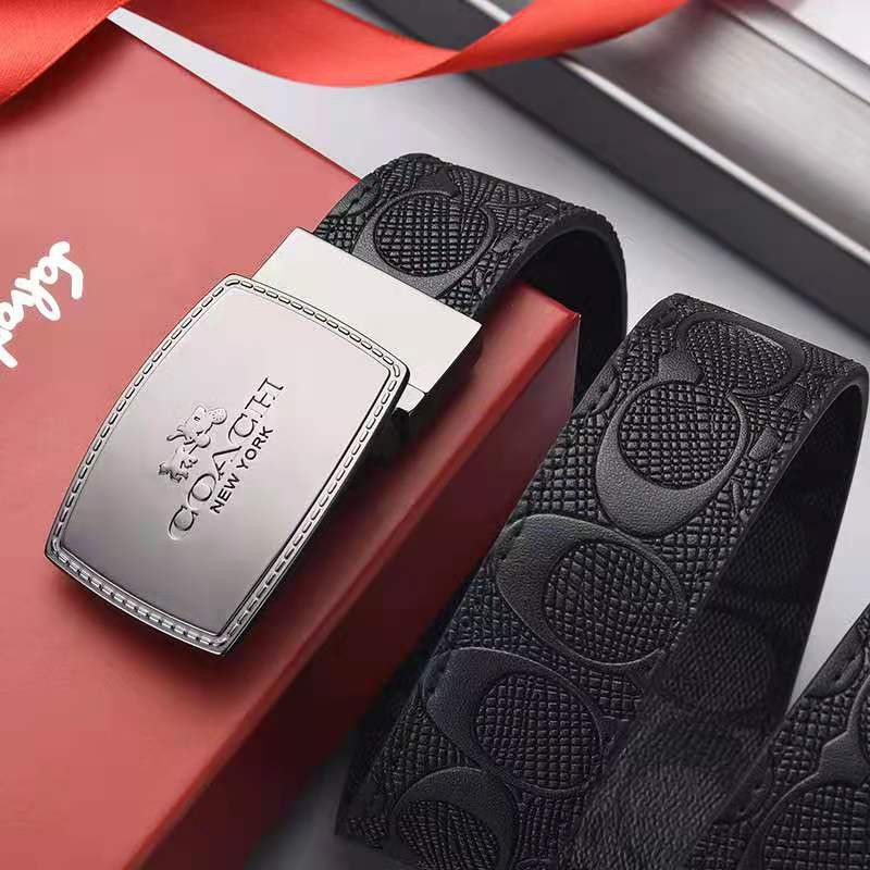 BGS-070- Sabuk  Pria Gesper Otomatis Kulit Sapi Asli Import Milik Korea Kasual Ikat Pinggang Coach Pria Belt