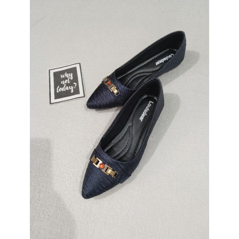 sepatu flat shoes wanita terbaru kekinian pesta LOUISDEAR sepatu flat bahan satin B30