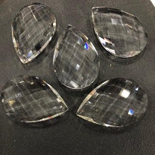 Aksesoris lampu hias chandelier kristal oval salak kaca 1 lubang bening 2.5 inch 6,3 cm dekorasi