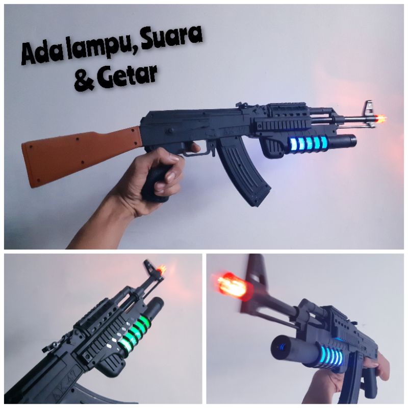 Mainan Senapan Serbu Light &amp; Sound Batre Tembak Tembakan Anak Baterai