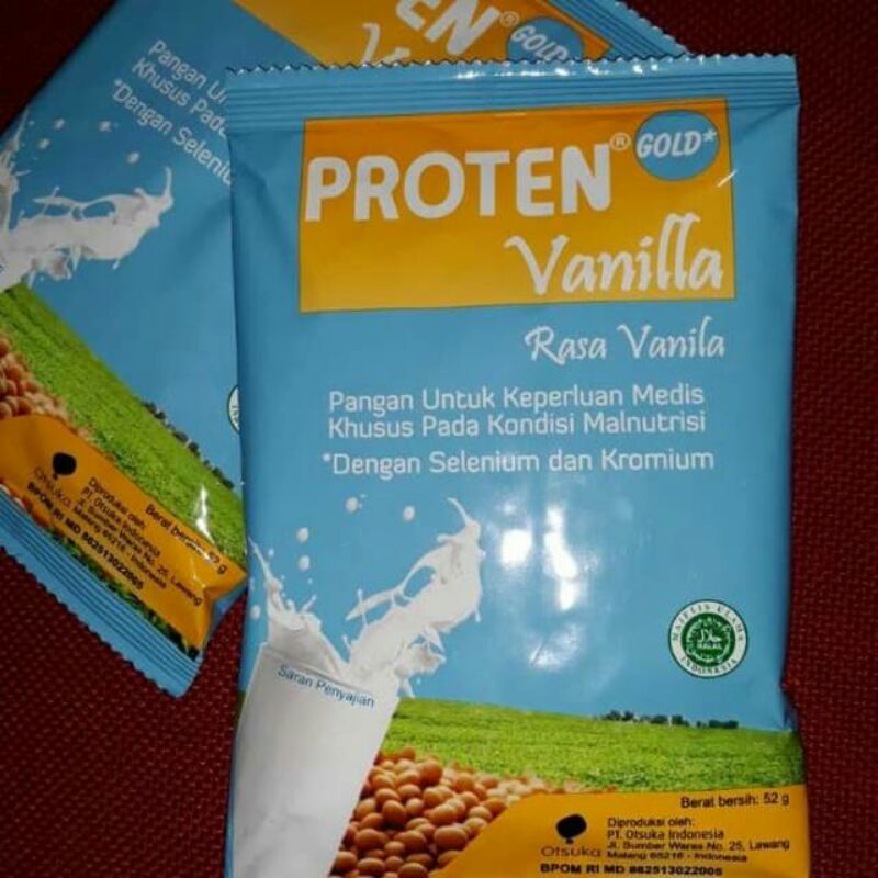 Proten Gold Vanilla dan Gold Cokelat Per Box isi 20 sachet