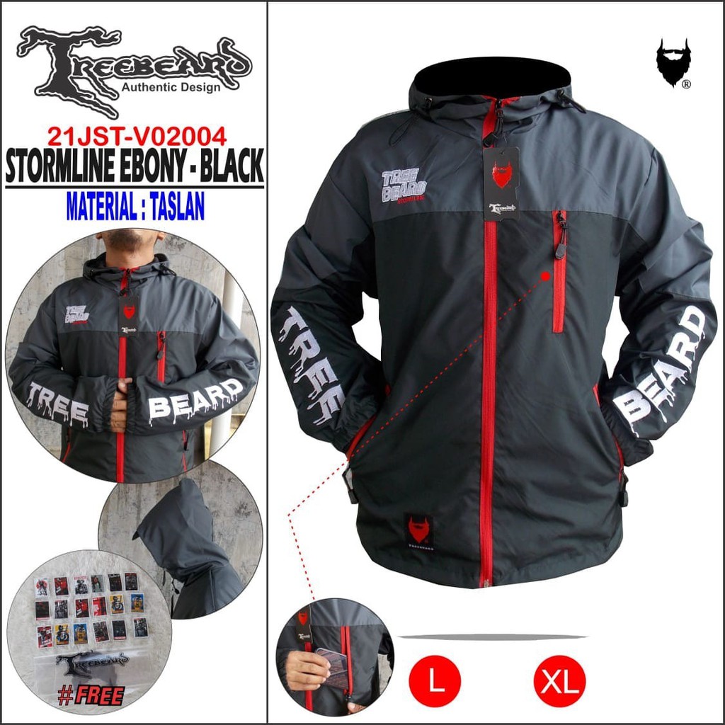 TERBARU ! Jaket Hoodie OUTDOOR Keren Pria Treebeard STROMLINE Anti Air - Jaket Anti Air - Jaket Gunung - Jaket Motor-ST EBONY BLACK