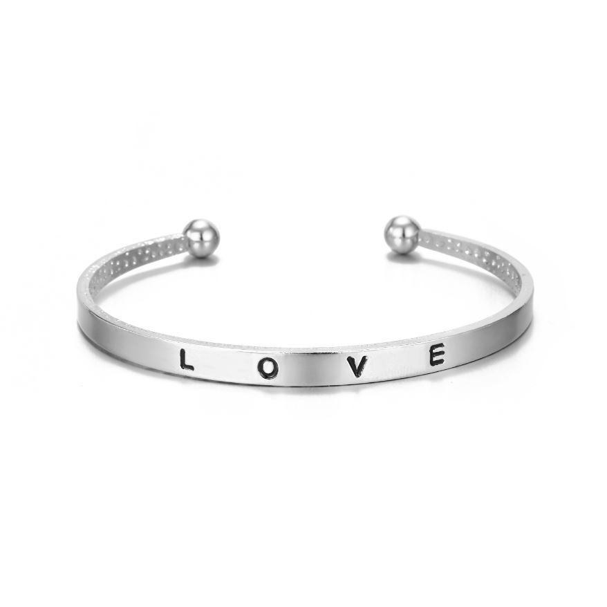 ★ Cayman ★ Gelang Magnetic Wanita Titanium Bangle Korea Bracelet Jewelry Men Women jew20-Loveword Silver