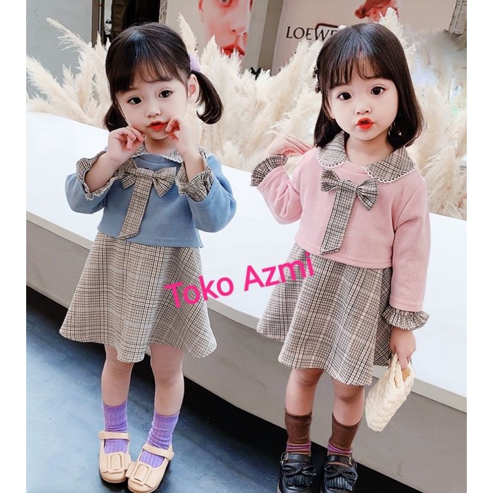 dres flanel anak perempuan import 1-3 tahun