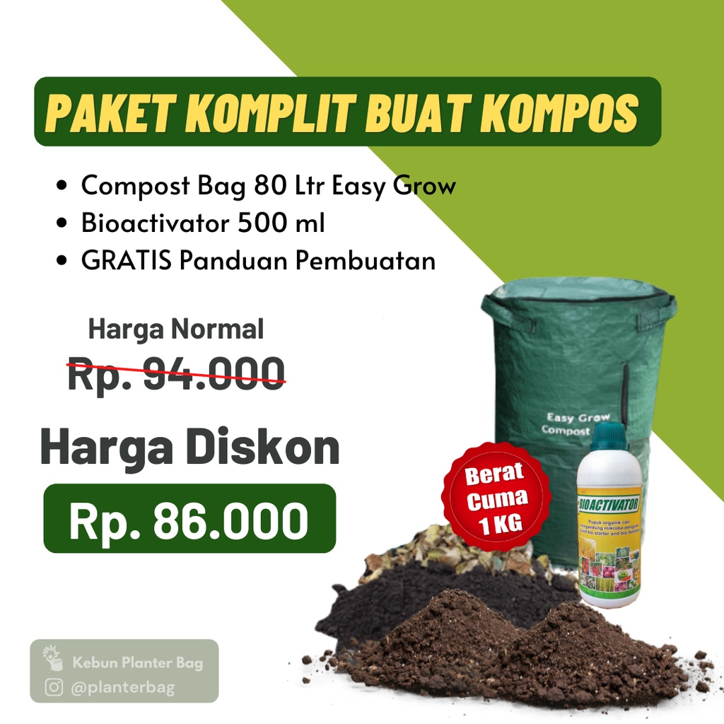 Paketan Compost Bag Bioactivator 80 Liter Tas Daur Ulang Sampah Organik Pupuk Kompos Shopee Indonesia