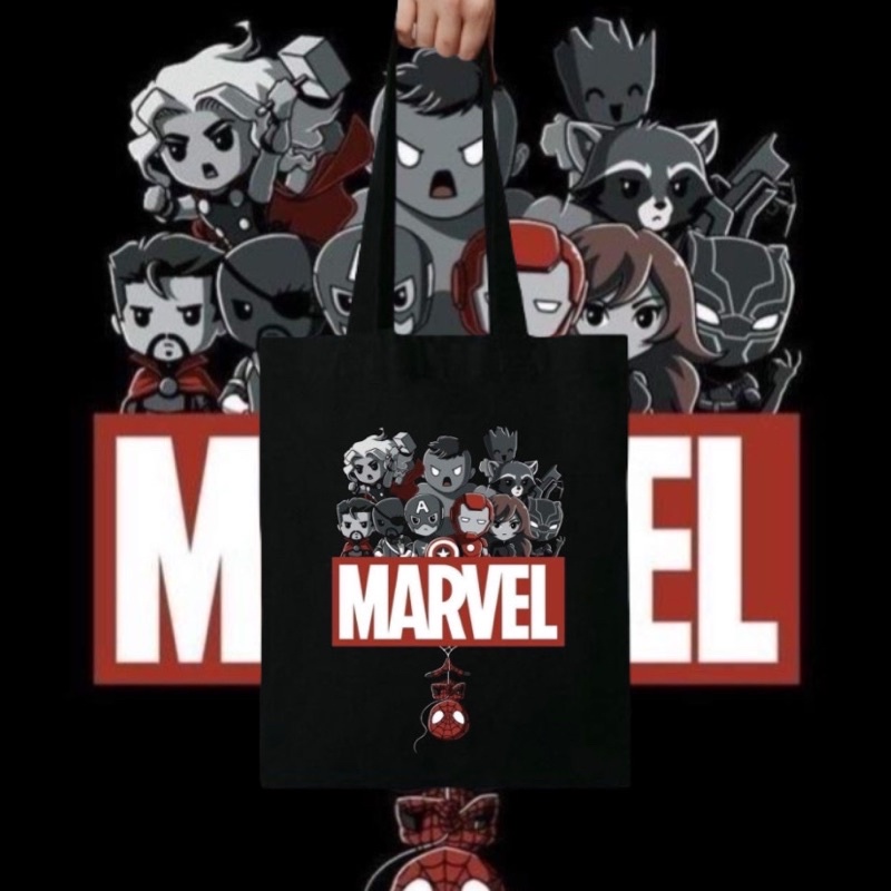 TOTE BAG MARVEL - Tote bag Vintage Marvel Distro Tas Pria Wanita Tas Selempang Slempang Hitam