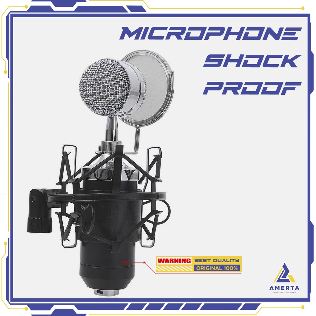 Mikrofon Kondenser dengan Shock Proof Mount