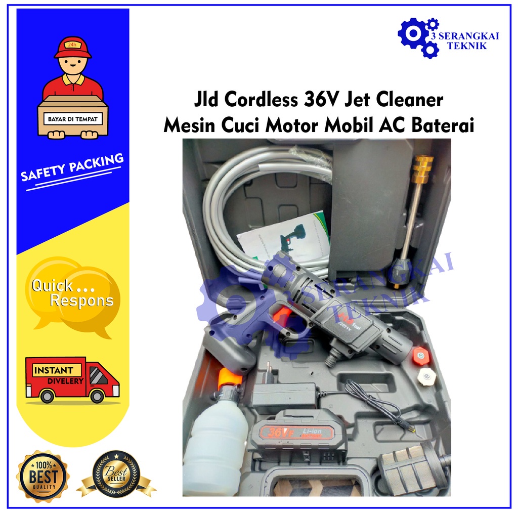 Jld Cordless 36V Jet Cleaner - Mesin Cuci Motor Mobil AC Baterai