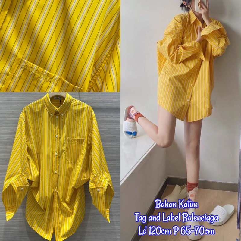 Kemeja Salur Balenciaga yellow