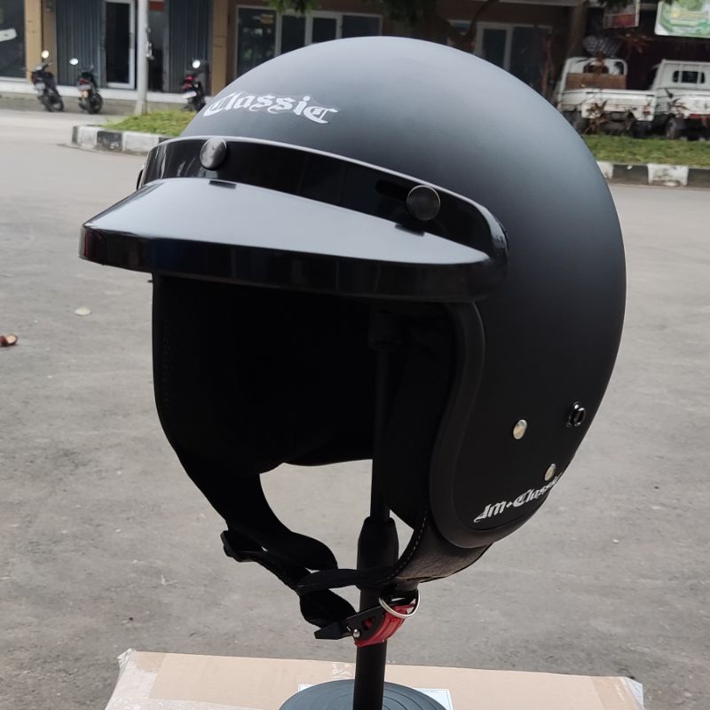 HELM BOGO DEWASA POLOS CLASSIC JM08 ORIGINAL RETRO FULL LEHER HELM CEWEK COWOK PRIA WANITA HELM BERKUALITAS