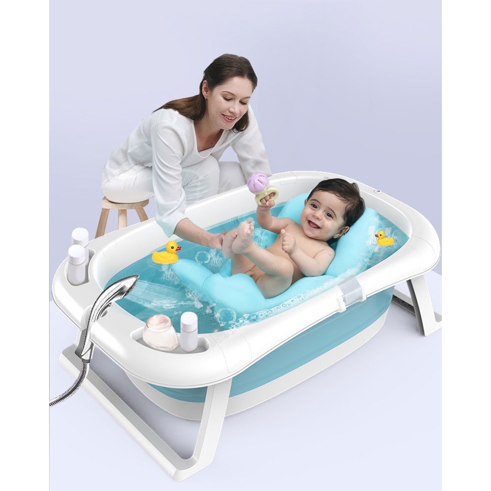 BABYINNER Bak Mandi Bayi Lipat Foldable Baby Bathtub 82x50 cm - BZ-201 - Blue