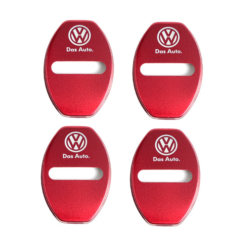 4Pcs cover Pelindung Kunci Pintu Mobil Logo Volkswagen Bahan Stainless Steel