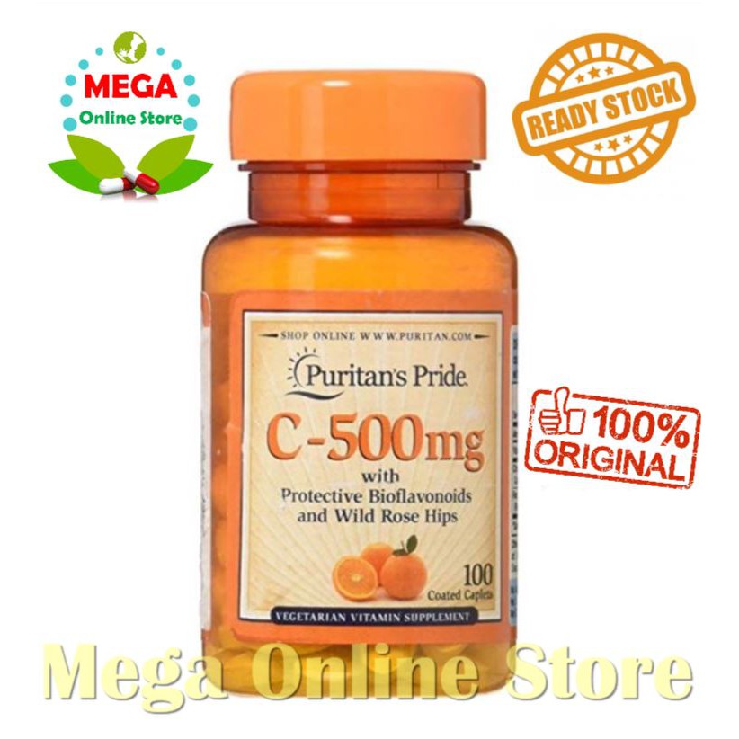 Puritan Pride Vitamin C 500 mg with Bioflavonoids Rose Hips - 100 Caplets