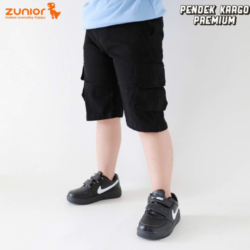 Pendek Cargo Anak Zunior Premium Hitam