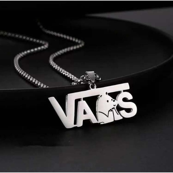 Kalung Rantai Panjang Titanium Liontin Tulisan Vans BEAR Gaya Hip Hop Dance Pria Wanita GAYA KOREA KLG34