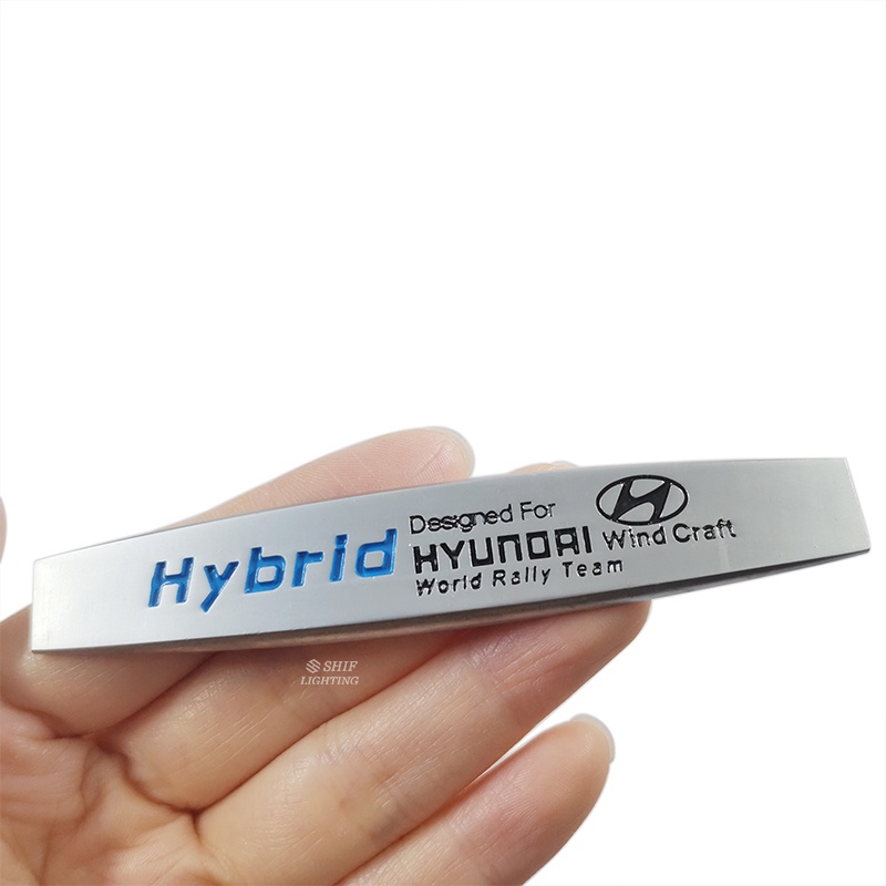 2pcs Stiker Emblem Logo HYBRID HYUNDAI Bahan Metal Untuk Fender Samping Mobil HYUNDAI