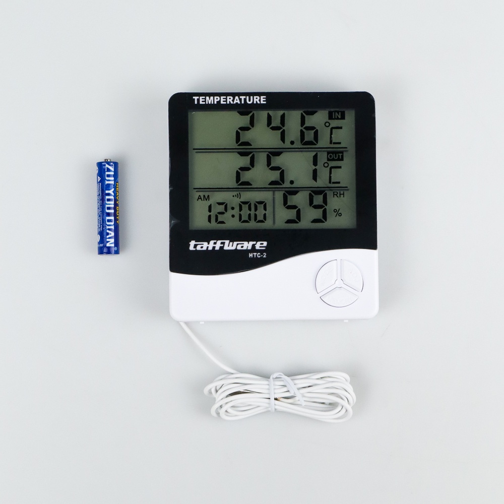 Taffware Digital Temperature, Humidity Meter with Clock Alarm Calender - HTC-2