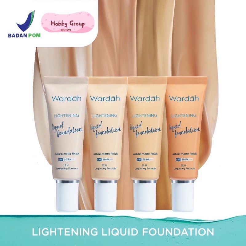 wardah foundation ORI BPOM lightening liquid fondi spf30 light beige ivory natural