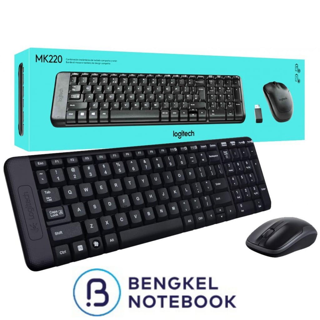 Keyboard PC Logitech + Mouse MK220 Wireless Black